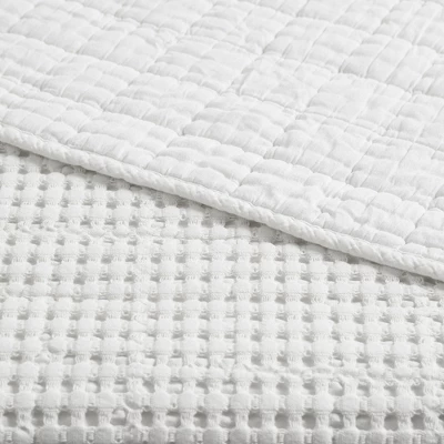 Mills Waffle Bright White Quilted Throw - Levtex Home 4 Mills Waffle Bright White Quilted Throw - Levtex Home - Image 3