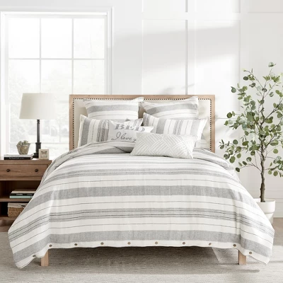 Monroe Stripe Grey Duvet Set - Levtex Home 9 Monroe Stripe Grey Duvet Set - Levtex Home - Image 7