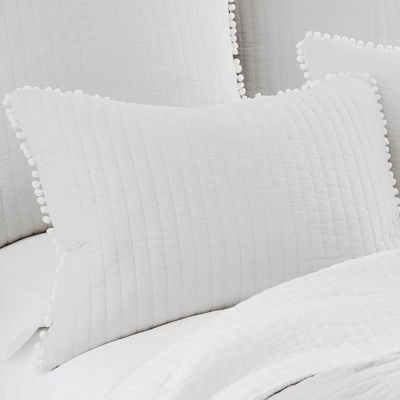 Pom Pom White Standard Sham - Levtex Home 3 Pom Pom White Standard Sham - Levtex Home