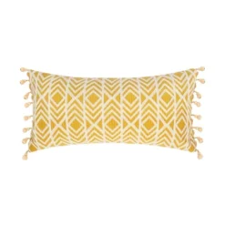 Ashika Ochre Embroidered Diamonds Bead Trim Pillow - Levtex Home
