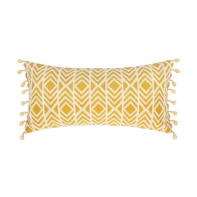 Ashika Ochre Embroidered Diamonds Bead Trim Pillow - Levtex Home 3 Ashika Ochre Embroidered Diamonds Bead Trim Pillow - Levtex Home