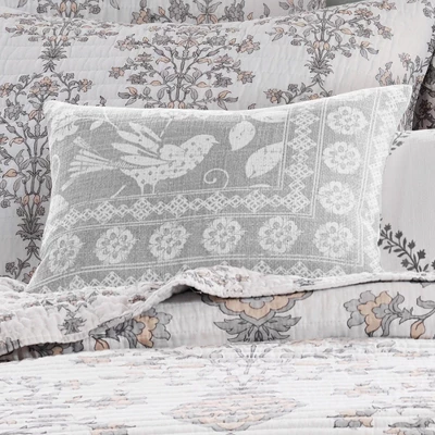 Filigree Grey Bird Decorative Pillow - Levtex Home 3 Filigree Grey Bird Decorative Pillow - Levtex Home