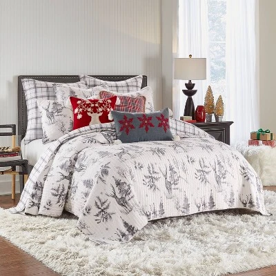 Villa Lugano Sleigh Bells Snowflake Pillow Gray - By Levtex Home 4 Villa Lugano Sleigh Bells Snowflake Pillow Gray - By Levtex Home - Image 2
