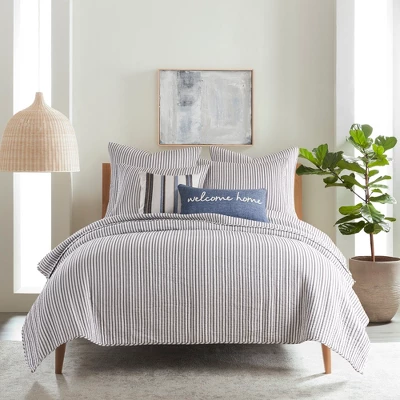 Tobago Stripe Charcoal Euro Sham Set - Two Euro Shams - Levtex Home 3 Tobago Stripe Charcoal Euro Sham Set - Two Euro Shams - Levtex Home - Image 2