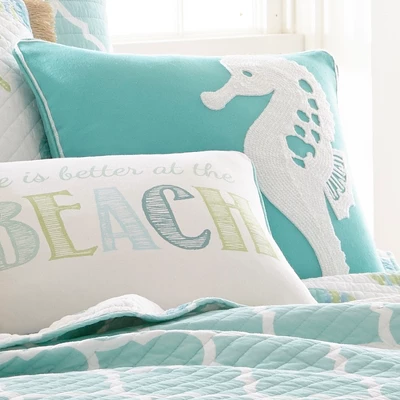 Del Ray Embroidered Seahorse Decorative Pillow - Levtex Home 3 Del Ray Embroidered Seahorse Decorative Pillow - Levtex Home