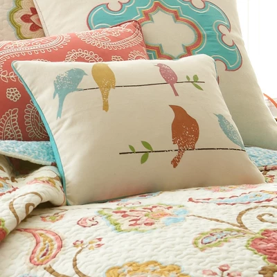 Ashbury Spring Birds Decorative Pillow - Levtex Home 3 Ashbury Spring Birds Decorative Pillow - Levtex Home