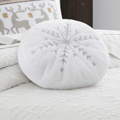 O Christmas Round Metalic Snowflake Pillow R16 -Levtex Home 4 O Christmas Round Metalic Snowflake Pillow R16 -Levtex Home - Image 2