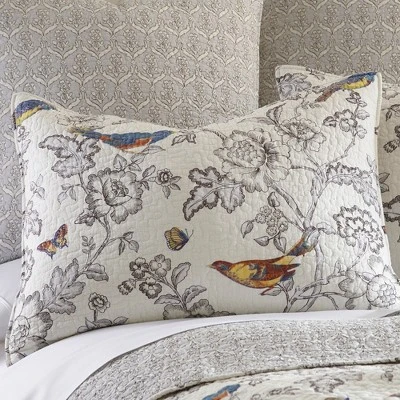 Mockingbird Toile Quilt And Pillow Sham Set - Levtex Home 5 Mockingbird Toile Quilt And Pillow Sham Set - Levtex Home - Image 3
