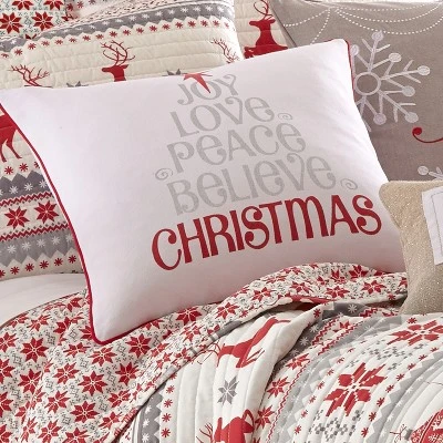 Silent Night Love Joy Peace Decorative Pillow Gray - Levtex Home 3 Silent Night Love Joy Peace Decorative Pillow Gray - Levtex Home