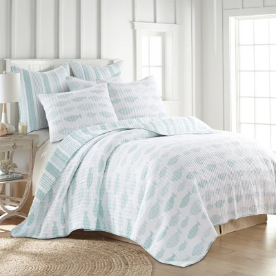 Aqua Breeze Quilt And Pillow Sham Set - Levtex Home 3 Aqua Breeze Quilt And Pillow Sham Set - Levtex Home