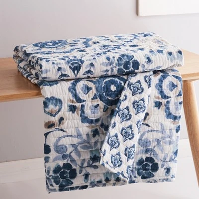 Lorrance Blue Quilted Throw - Levtex Home 3 Lorrance Blue Quilted Throw - Levtex Home