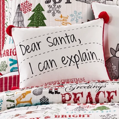Santa Claus Lane Postcard Decorative Pillow White - Levtex Home 4 Santa Claus Lane Postcard Decorative Pillow White - Levtex Home - Image 2