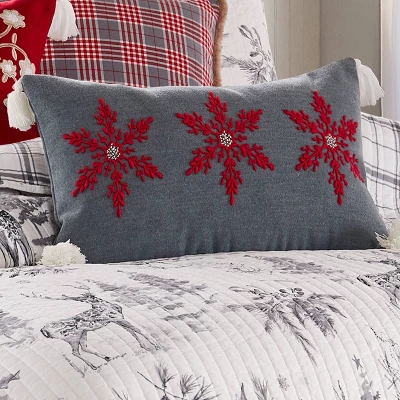 Villa Lugano Sleigh Bells Snowflake Pillow Gray - By Levtex Home 3 Villa Lugano Sleigh Bells Snowflake Pillow Gray - By Levtex Home