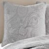 Perla Grey Paisley Quilted Euro Sham - 2pk - Levtex Home