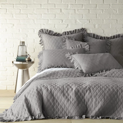 Grey Stonewashed Euro Sham Set Of 2 - Grey - Levtex Home 4 Grey Stonewashed Euro Sham Set Of 2 - Grey - Levtex Home - Image 2