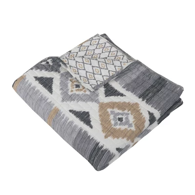Santa Fe 50" X 60" Quilted Throw - Greys, Tan, And White - Levtex Home 3 Santa Fe 50" X 60" Quilted Throw - Greys, Tan, And White - Levtex Home
